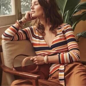 Sezane Tee Shirt Adela Multicolor Wrap New With Tags Size Small